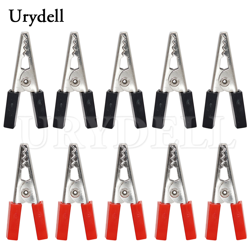 10pcs Insulated Crocodile Clips 35mm Plastic Handle Cable Lead Testing Metal Alligator Clips