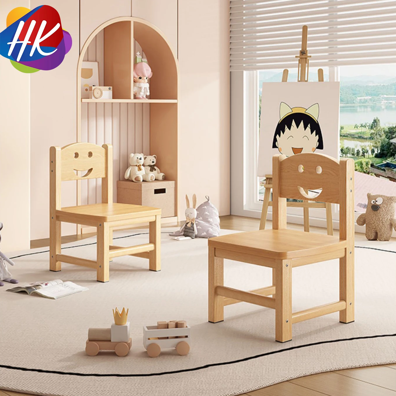 Single Preschool Kids Dining Chair Durable Child Wooden Chairs For Study kids wooden chair