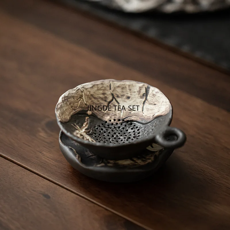 Retro ceramic filter set Chinese integrated tea separator Kung Fu tea set kitchen accessories