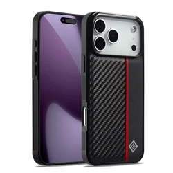 Sleek Carbon Fiber PU Leather Phone Case - Premium Back Cover Accessory - iPhone 12 Mini (Black)