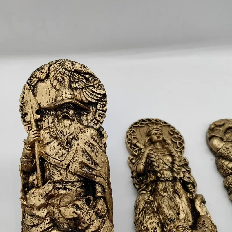 송진 북유럽 오딘 조각상 장식, 바이킹 신 조각상 프레야 솔 입상, 북유럽 신화 오딘 신 조각, 데스크탑 장식