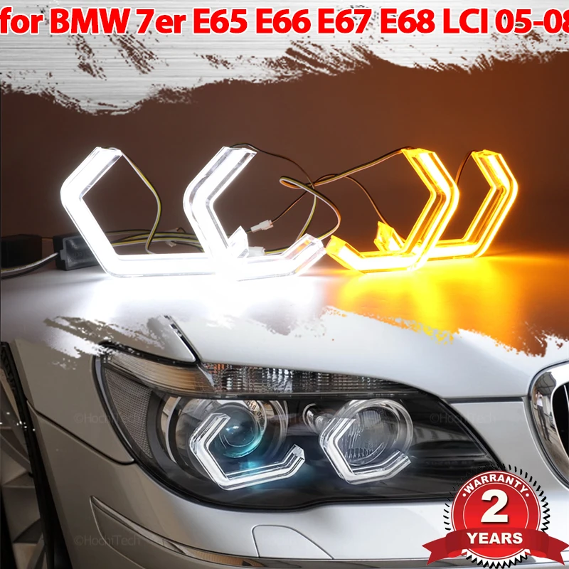 

White Yellow M4 style LED Angel Eyes Halo Ring Lamp Turn Signal Light DRL for BMW 7 series E65 E66 E67 E68 Alpina B7 LCI 05-08