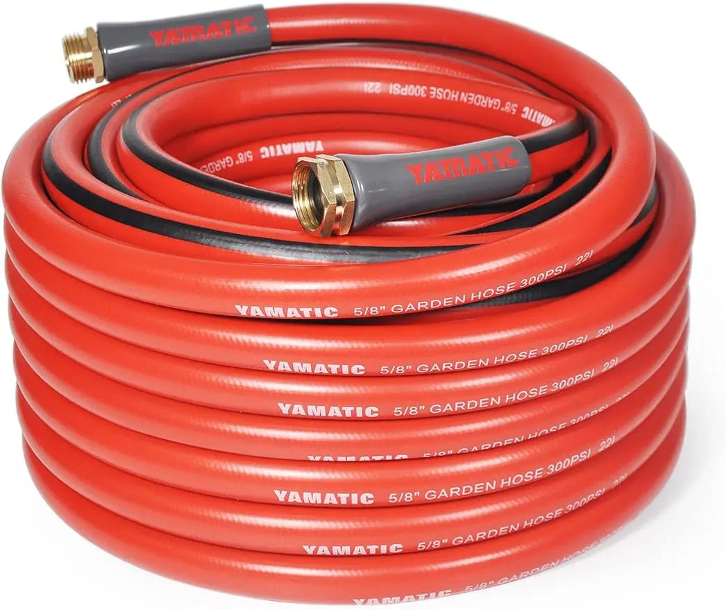 

YAMATIC Garden Hose 50 ft Ultra Durable Water Hose 5/8 inch Premium Hose with Solid Brass Connector for All-Weather Outdoor