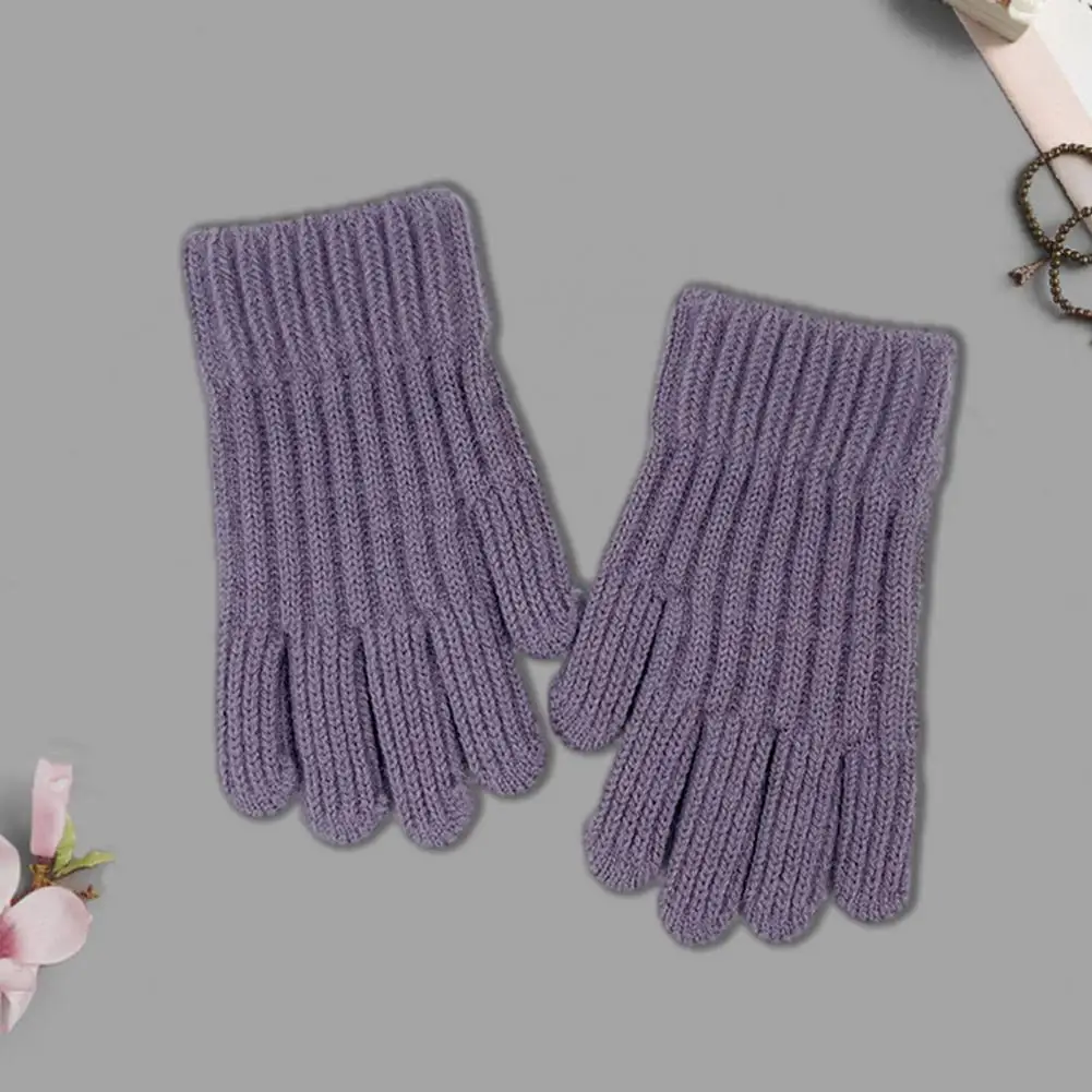 

Kids Gloves Children's Knitted Winter Gloves Warm Anti-slip Elastic Five Fingered Writing Gloves for Students Soft Thick Outdoor