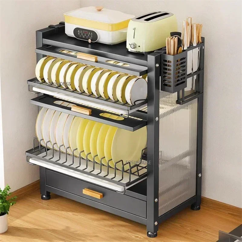 Dust-proof Bowl Chopsticks Storage Box With Lid Kitchen Countertop Corner Sideboard Multi-layer Space Saving Kitchen Cabinet