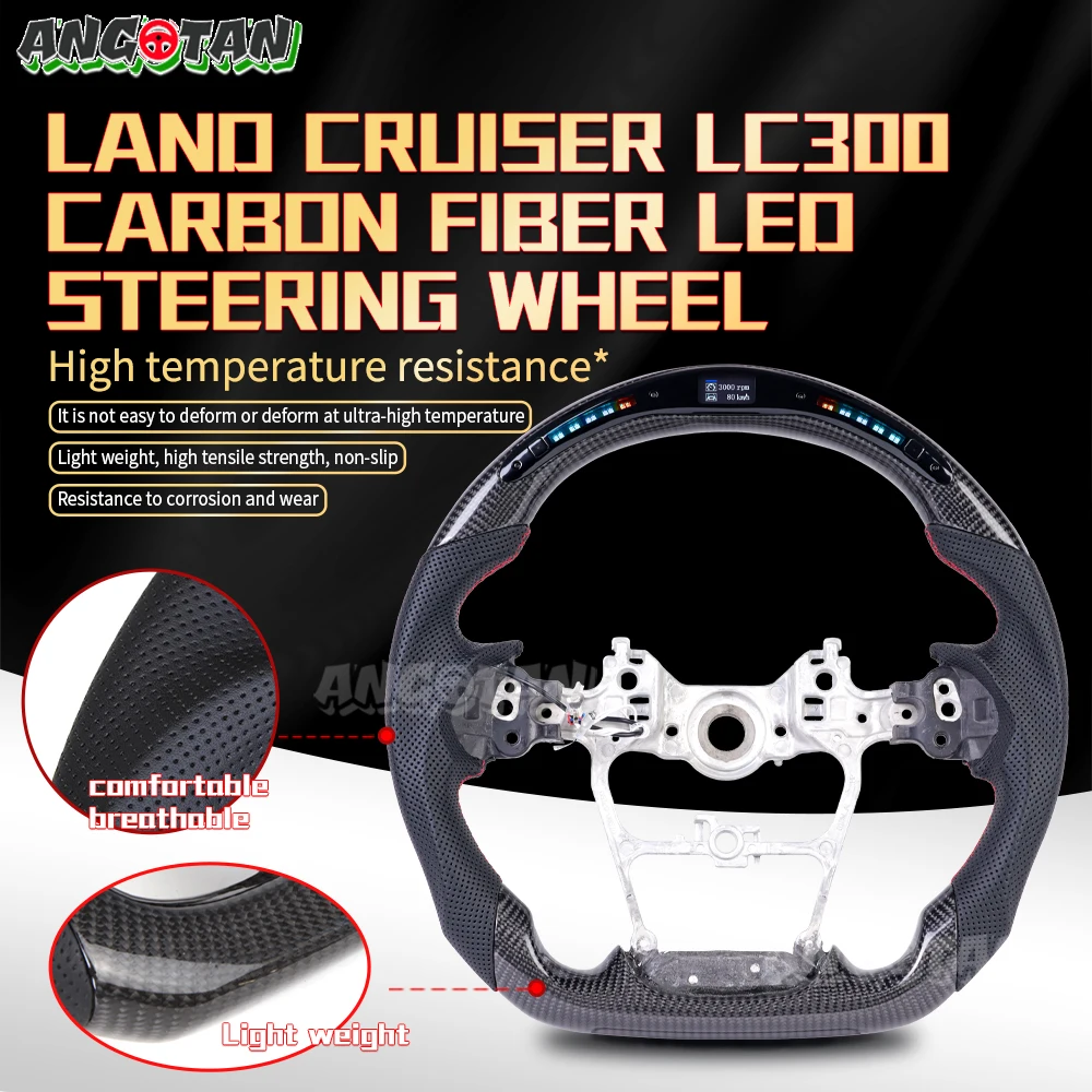LED Carbon Fiber Car Steering Wheel Fit For 2022 Toyota LandCruiser 300