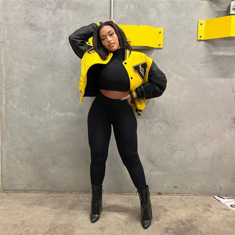 

Women's Clothing 2022 Fall New Women's Fashion Embroidery Collision Color Stitching Loose Collar Baseball Jacket Jacket