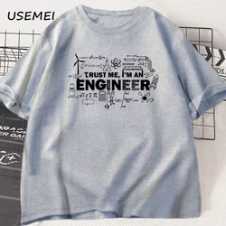 Men's Trust Me, I'm An Engineer Graphic Cotton T - Shirt - Short Sleeve, Round Neck Summer Top - XXXL (GRAY)