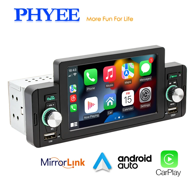 1 Din 5 CarPlay Autoradio Bluetooth MP5 Player Android-Auto Hände