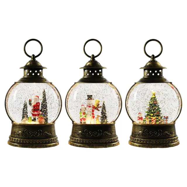 Christmas Light Up Snow Globe Lantern Music Box Ornament
