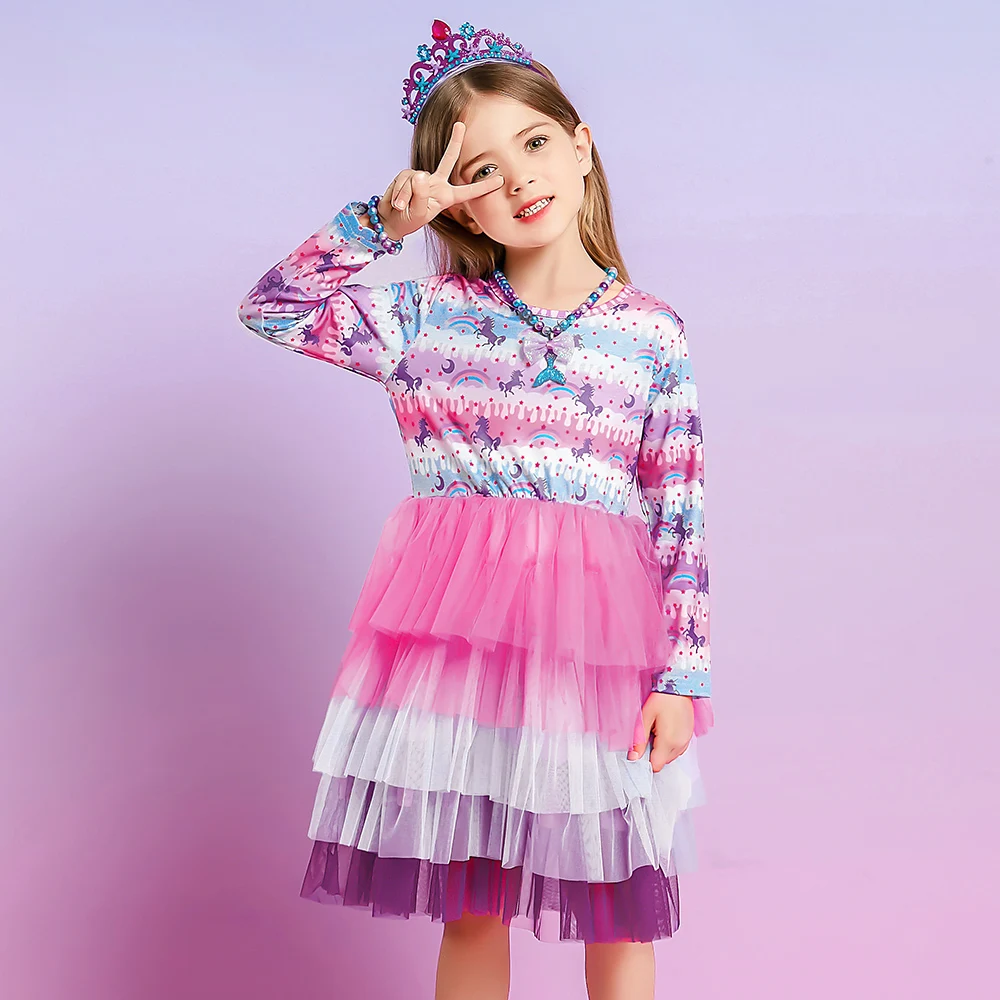 VIKITA Kids Tutu Dress for Girls Long Sleeve Party Prom Vestidos Toddlers  Mermaid Unicorn Dresses Kids Princess Autumn Dress - AliExpress 1501