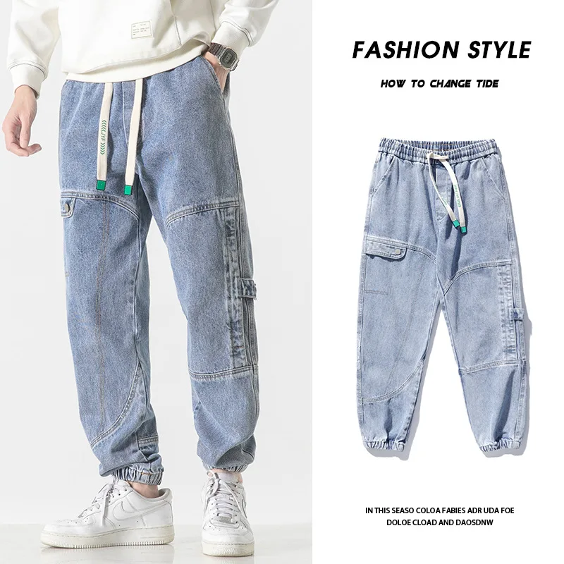 Mens Jeans Pants Slim Fit Joggers Streetwear Harem Jeans Cargo Pants Ankle-Length Denim Trousers size 5XL 6XL 7XL 8XL 4