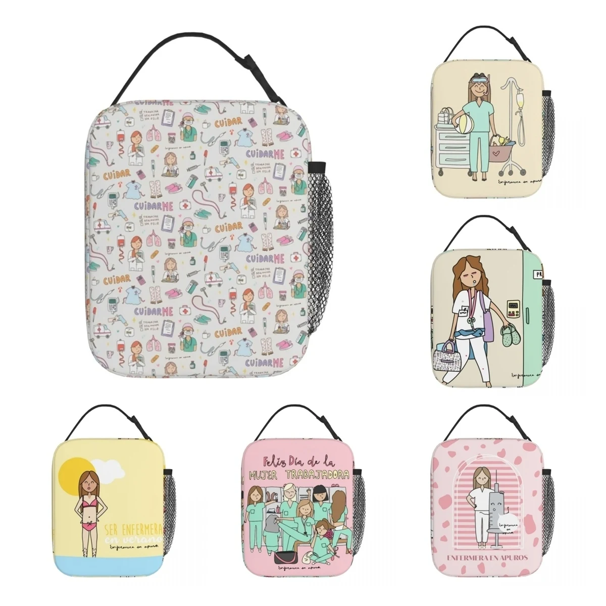 

Cartoon Enfermera En Apuros Insulated Lunch Boxes Doctor Nurse Accessories Storage Food Bag 2023 New Cooler Thermal Lunch Bags