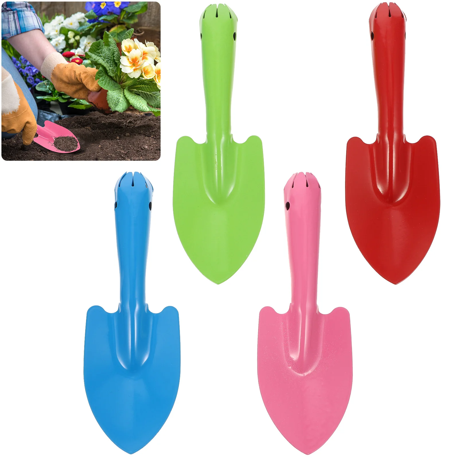 4 Pcs Garden Shovels Ergonomic Handle Mini Digging Tools Red Green Transplanting Flowers Vegetables Seedlings Soil