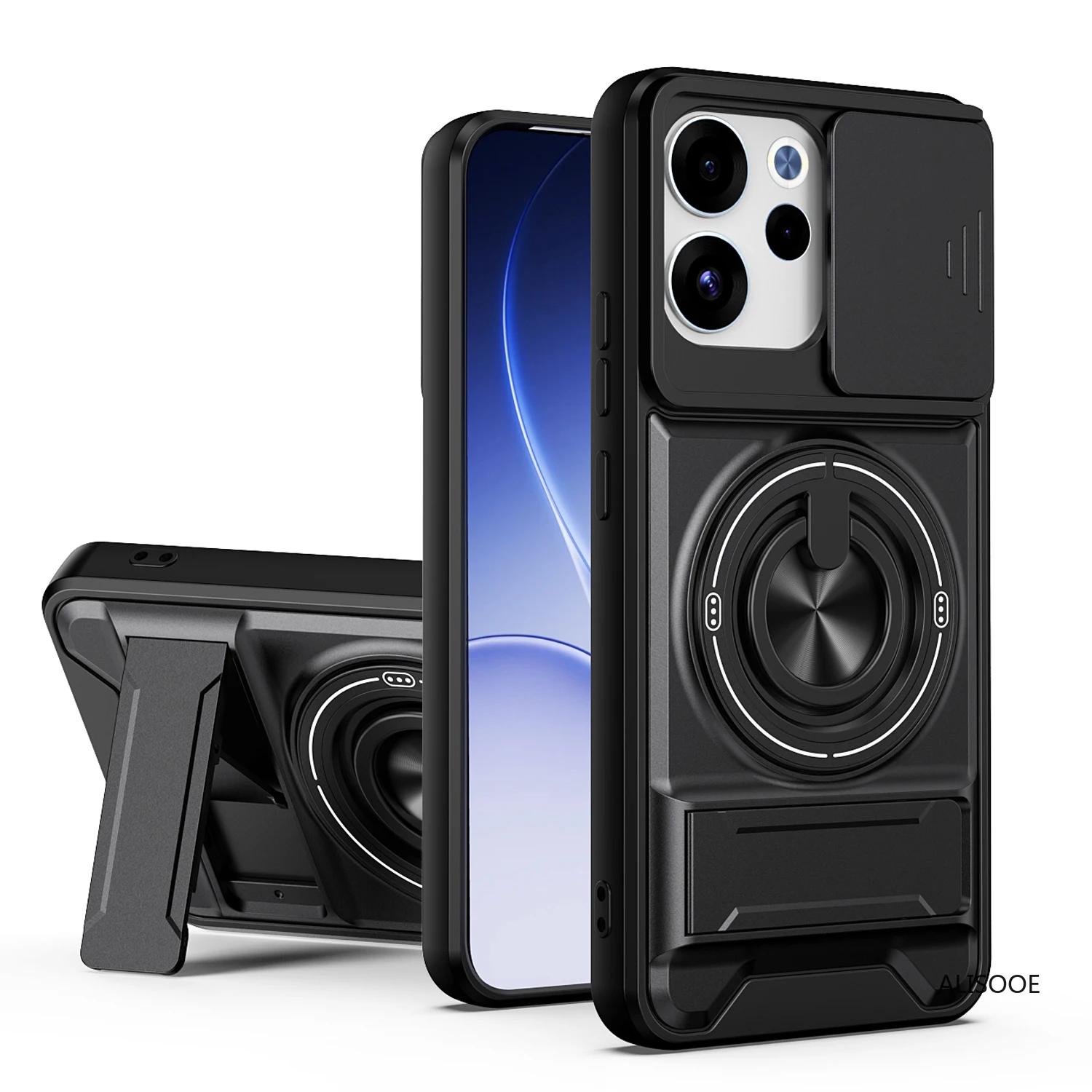 Rotatable Slide Camera Protection Ring Stand Shockproof Phone Case Cover