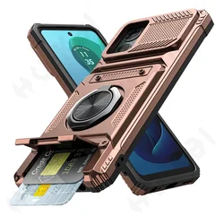 Rotating Ring Kickstand Protective Wallet Cover with Enhanced Durability for MOTO G play 2025 (Rose Gold)