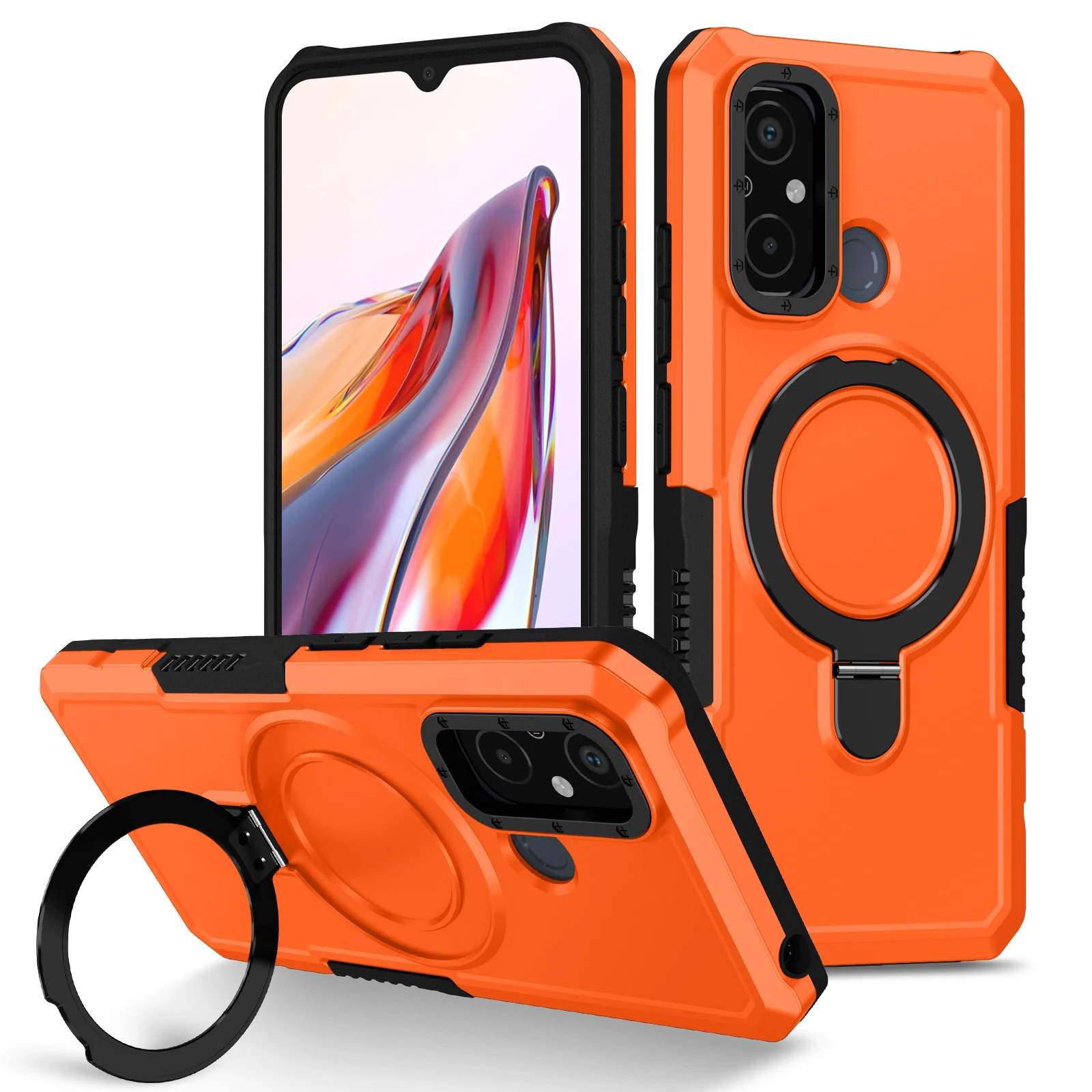 Premium Shockproof Armor Phone Case with Magnetic Ring Holder and Stand