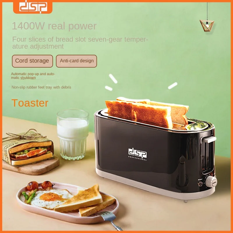 Spit driver Fully automatic household toaster 1400W power Heat pipe Kitchen Toaster 4 slot breakfast machine hibrew m3a 4 in 1 milk frother fully automatic milk warmer cold hot frothing 130ml frothing capacity 300ml heat milk capacity