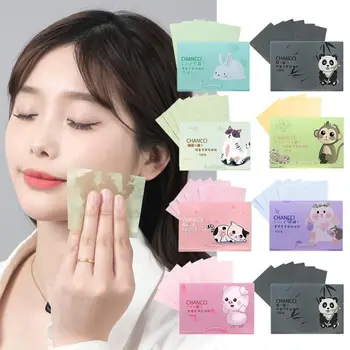 100PCS Fragrance Facial Oil Absorbing Paper Natural Green Tea Bamboo Charcoal Oil Blotting Paper Portable Facial Absorbent Paper 1
