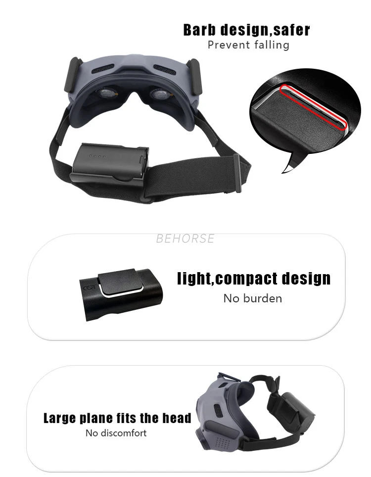 Description Picture 3 of itemBattery Storage Case For Avata FPV Battery Holder Headband Back Clip Holder For DJI Avata Goggles V2 V1 Glasses Accessories