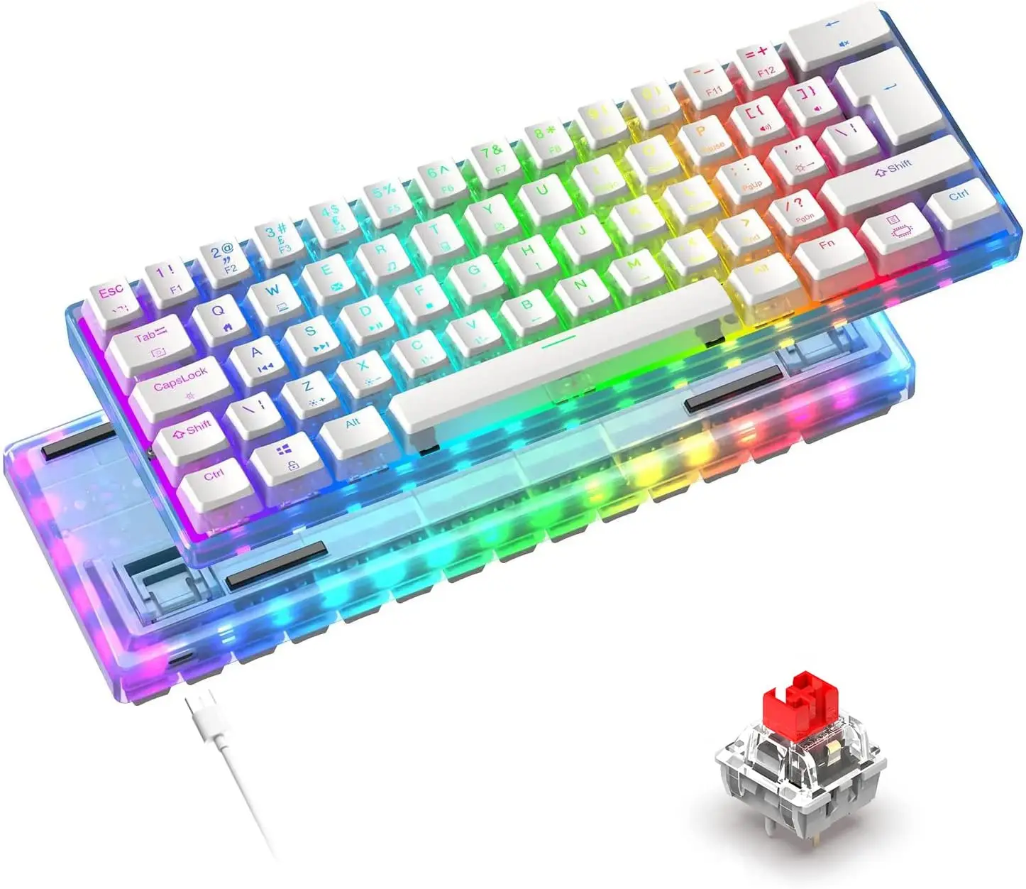 MAGIC-REFINER 60% Wired Mechanical Gaming Keyboard and Mouse Combo, Ultra-Compact 62 Keys RGB Backlit Brown Switch Computer Keyboard with PBT Keycaps, Magic-Refiner 60% Wired Gaming Mouse and Keyboard Combo
