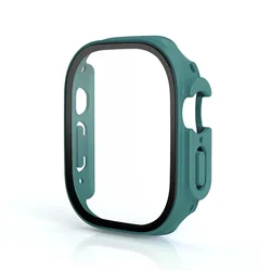 Tempered Glass PC Case & Bumper Shell for Apple Watch 49mm - Premium Screen Protector Cover (Pine needle green)