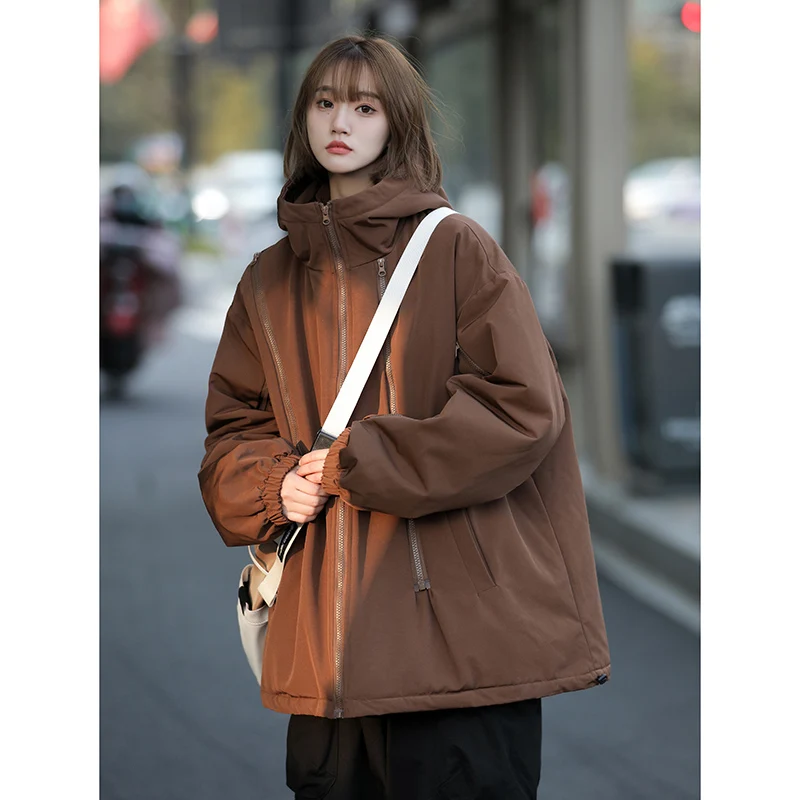 

Spring Autumn Coats Working Cotton Padded Clothes Red For Women's Clothing Hooded Long Trench Coats Girls Tops fp799