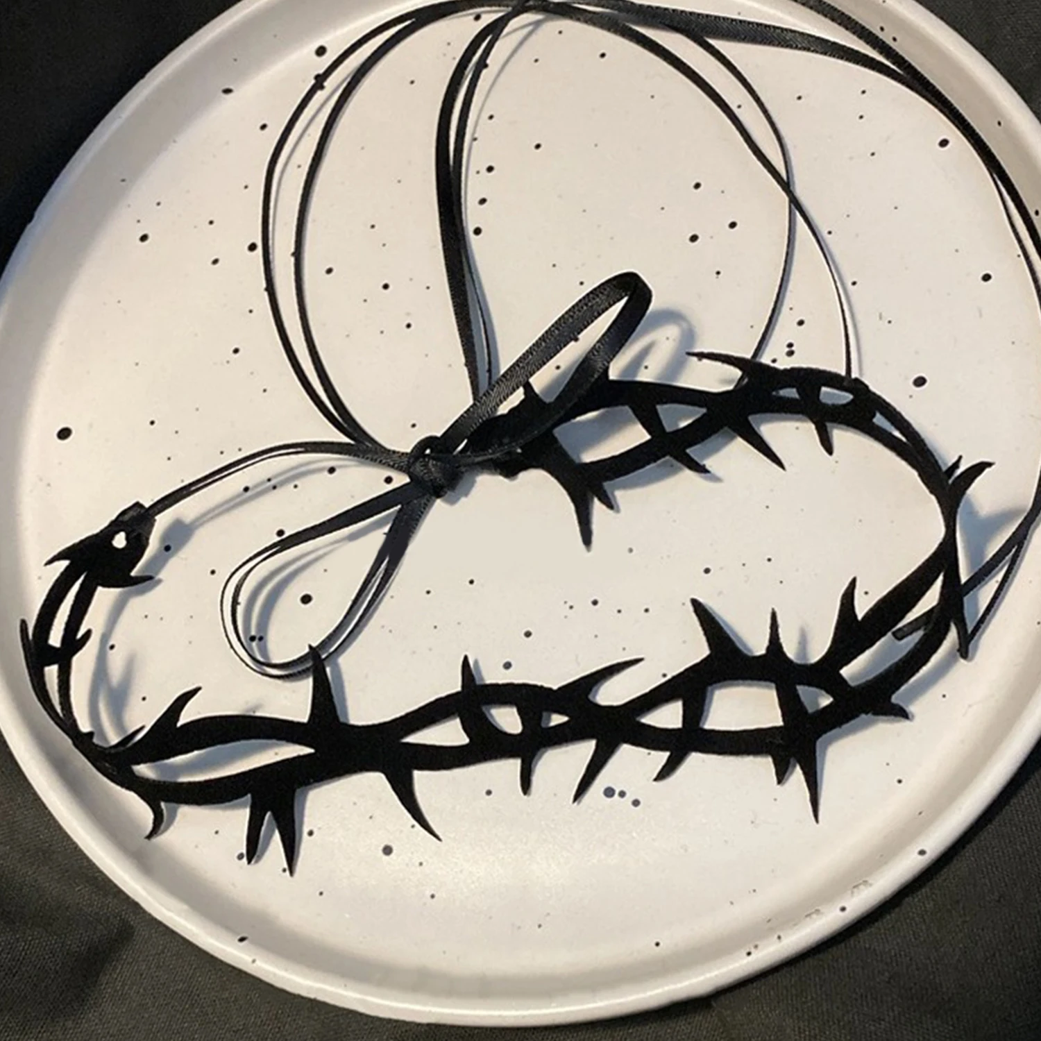 Gothic Black Lace Velvet Thorn Choker Necklace - Punk Fashion Jewelry for Women Halloween Party Accessory