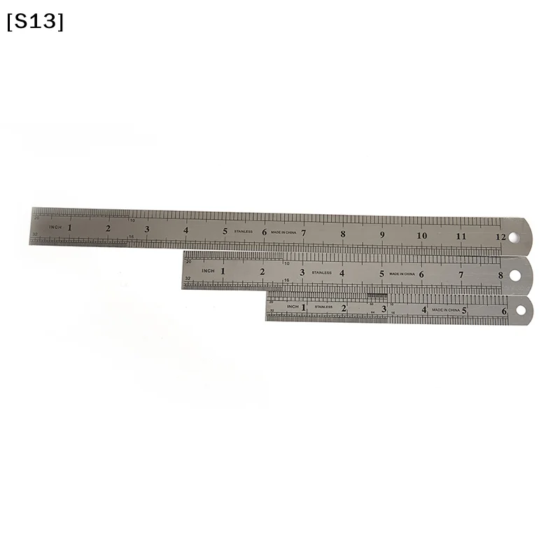 15-30cm 스테인레스 스틸 금속 직선 자자루 도구 양면 측정 도구[Q]Q@