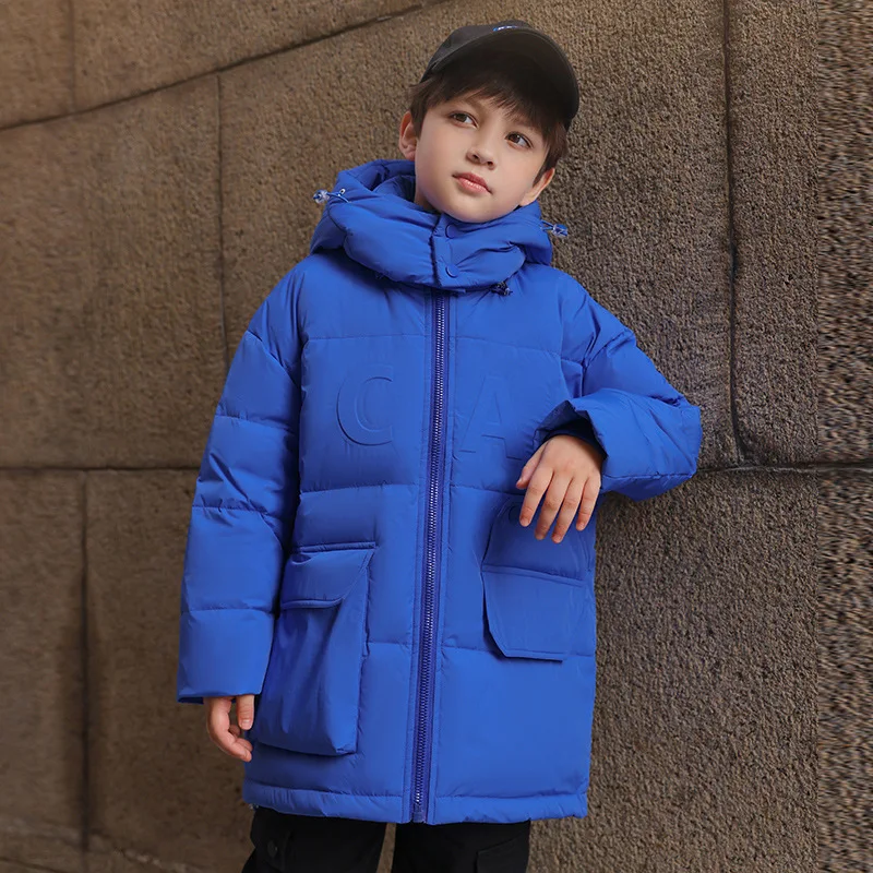 25-degree-winter-children's-clothing-waterproof-down-jacket-for-boys-middle-and-big-children's-blue-fashion-warm-duck-down-coat