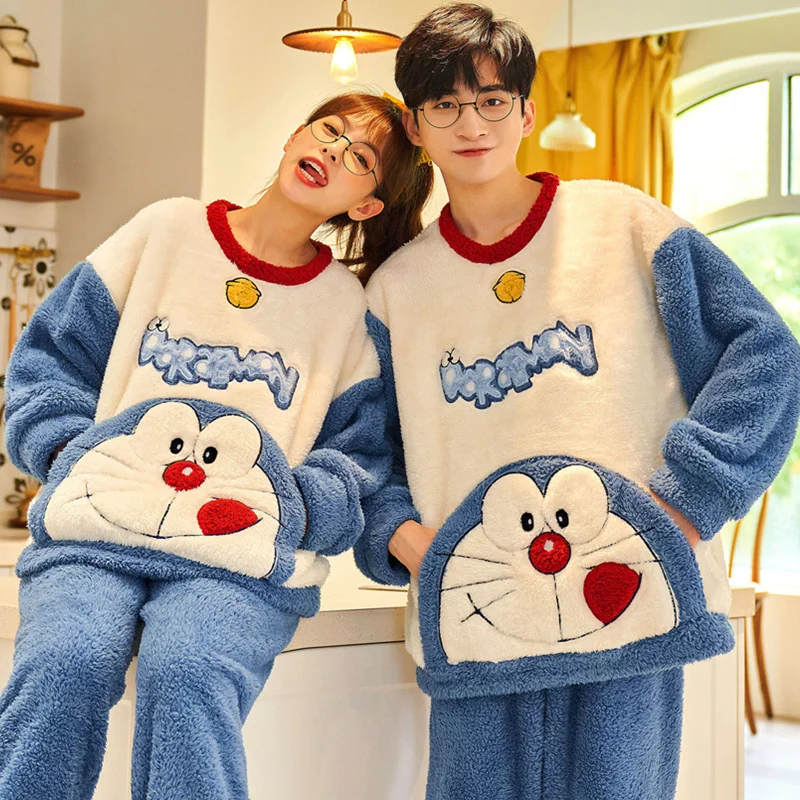 New Couple Pajamas Women'S Winter Thick Coral Fleece Cute