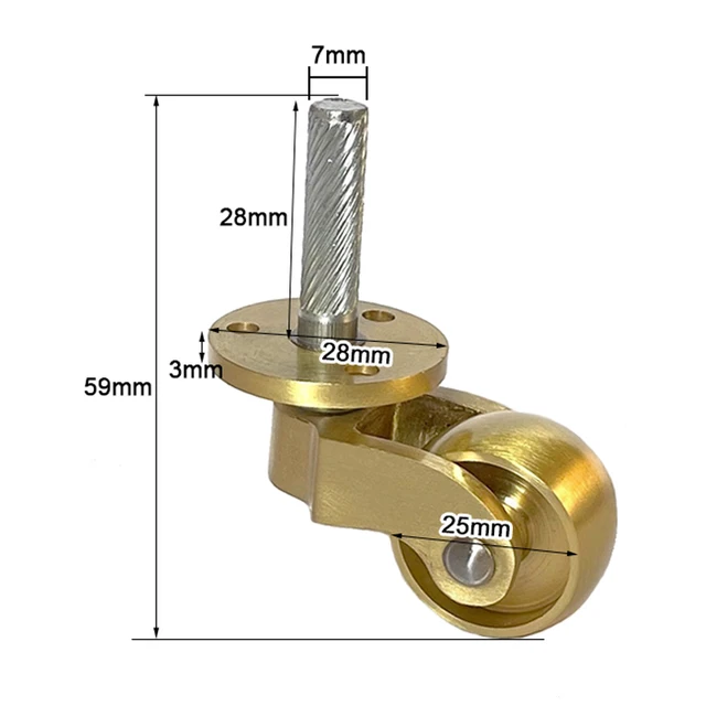 HOT 4PCS 1'' Brass/Brass+Rubber Castors Wheels Table Chair Sofa Couch