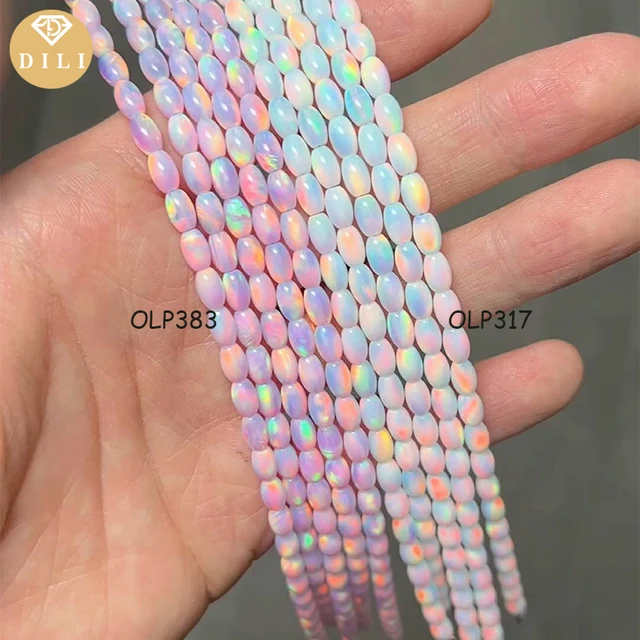 4x6mm OLP383 Pink Color Barrel Shape Synthetic Aurora Opal Nebula Opal Bead in Strand