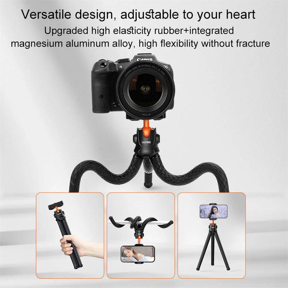 UURIG New Flexible Octopus Tripod Portable 2 in 1 Design Selfie Stick Tripod For iPhone Samsung Phone DSLR Canon Nikon Camera