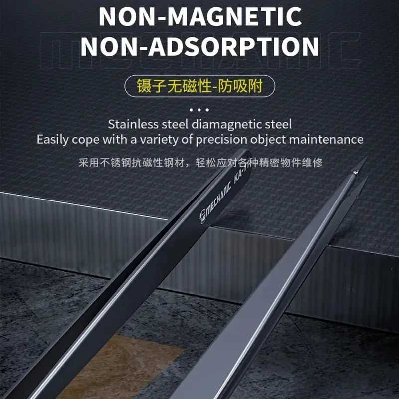 MECHANIC KA-11 Special Pointed Manual Micrometer Tweezers Non-magnetic Anti-adsorption Precision Electronic Maintenance Tools