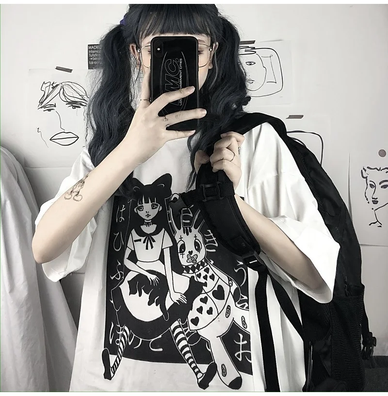 Aesthetic Goth Anime Girl Soft Grunge Aesthetic Gothic Tie-Dye Long Sleeve  Shirt | TeeShirtPalace