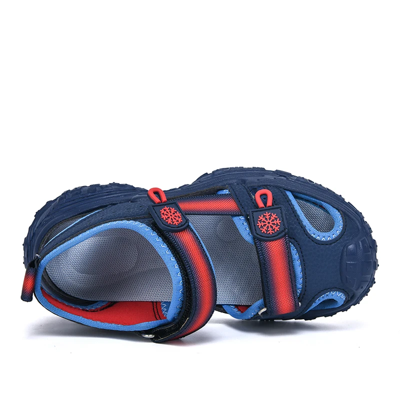 키즈 클로즈드 토 스포츠 샌들 조절 가능한 스트랩 통기성 있는 갑피 논슬립 두꺼운 밑창 여름 신발 남아용 아웃도어 비치 스니커즈