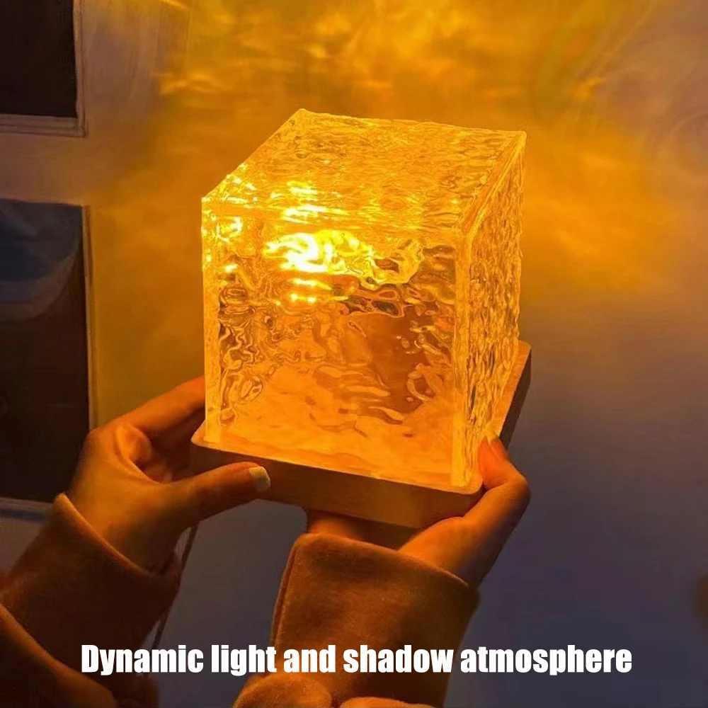 WaterRippleAmbientNightLightCreativeBedsideLampFlameAurora