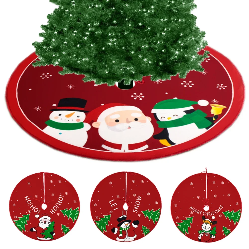 60/70/90Cm Christmas Tree Skirt Red Christmas Tree Foot Cover Santa Claus Snowflake Carpet Base Mat
