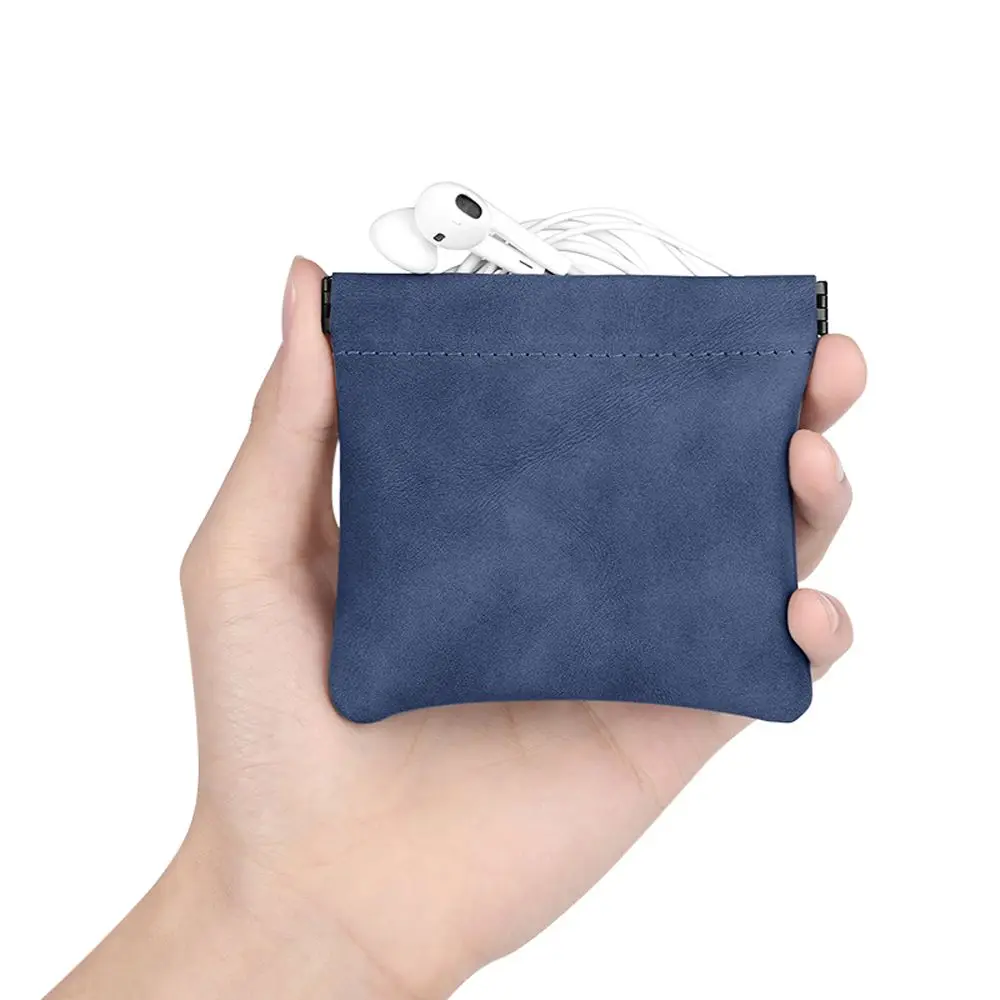 Compact PU Leather Earbud Storage Pouch - Mini Shockproof & Dustproof Protective Sleeve with Credit Card Holder