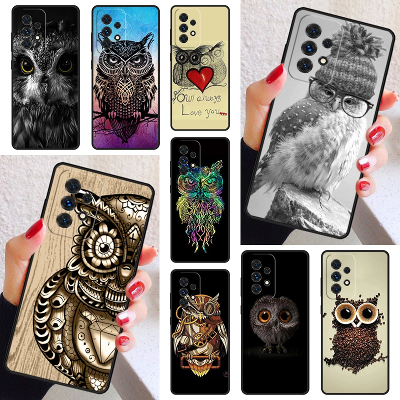 Owl Bird Clockwork Pretty Steampunk Cover Per Samsung Galaxy A52 A72 A73 A20E A21S A50 A70 A12 A42 A31 A40 A51 A71 A32 A80