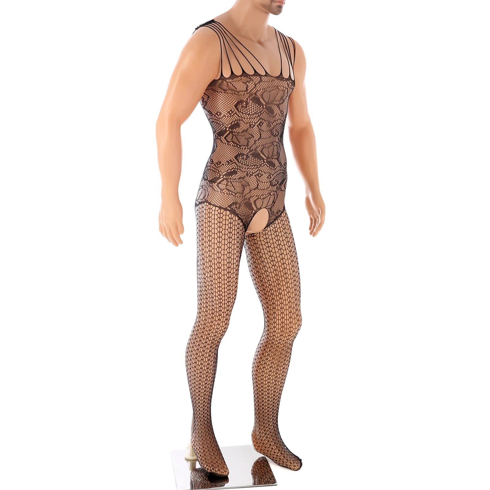 Men Sexy Open Bottom Fetish sissy Lingerie Bodysuit Exemptio Transvestite Jumpsuits Transvestism Rave Accessories Unisex Costume