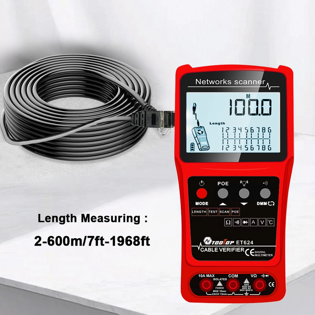 3in1 Multimeter Analogs Digital Search Networks Scanner 3.5inch LCD Display Screen Wiremap Tester for Cable Length Pairing Check