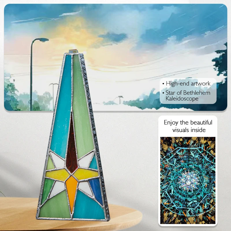 Star of Bethlehem Tiffany Stained Glass Kaleidoscope Handmade High-end Vintage Wine Cabinet Gift Box Home Decor Birthday Gift