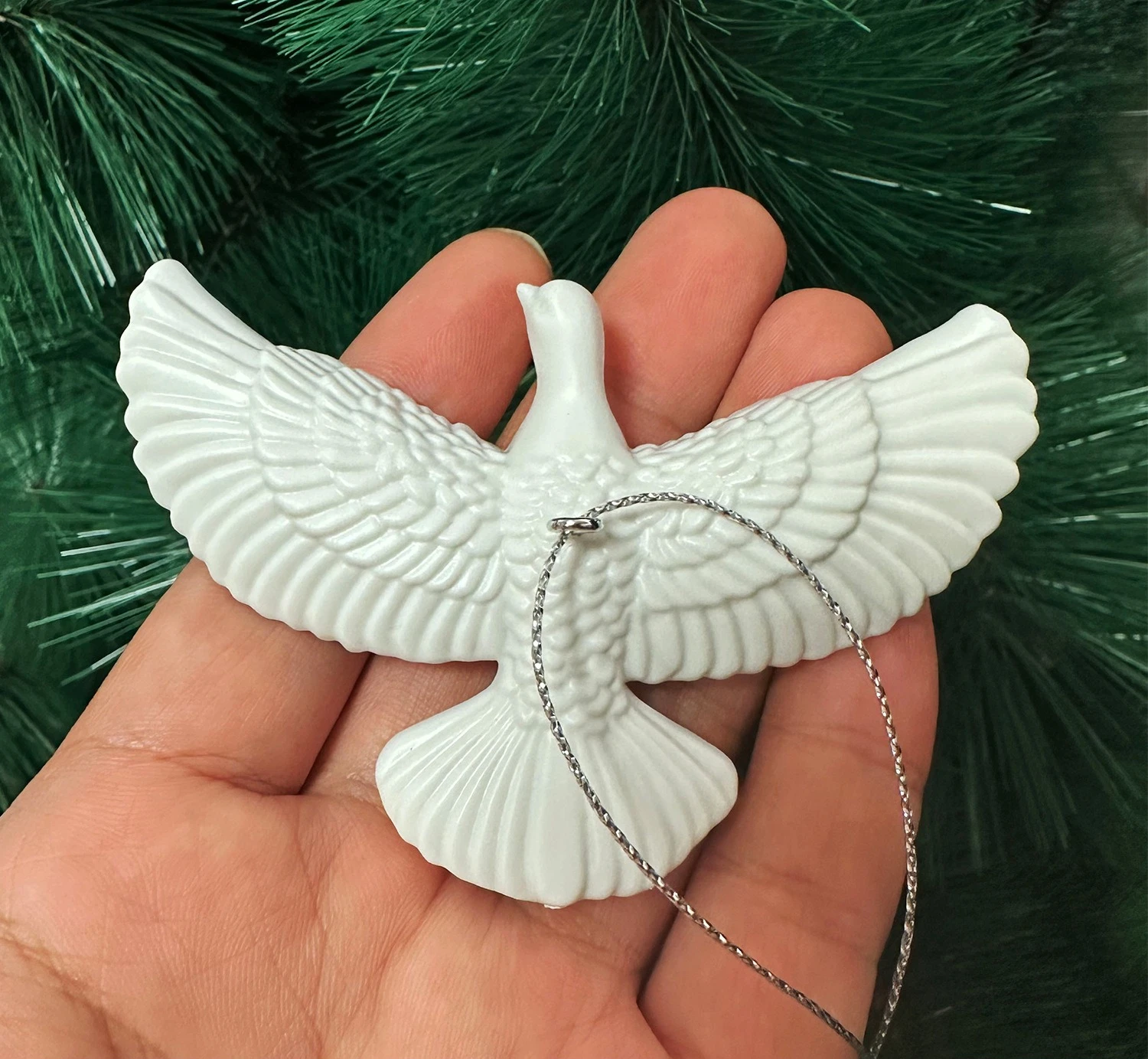 50-5PCS Peace Dove Christmas Tree Hanging Ornaments Resin White Bird Pendants 2026 New Year Party Home DIY Decoration Kids Gifts