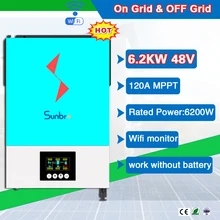 

Grid-tie 6200W 48V on/off grid solar inverter Built-in 120A solar controller RGB Lingthing,90-500vdc PV input Work without batte