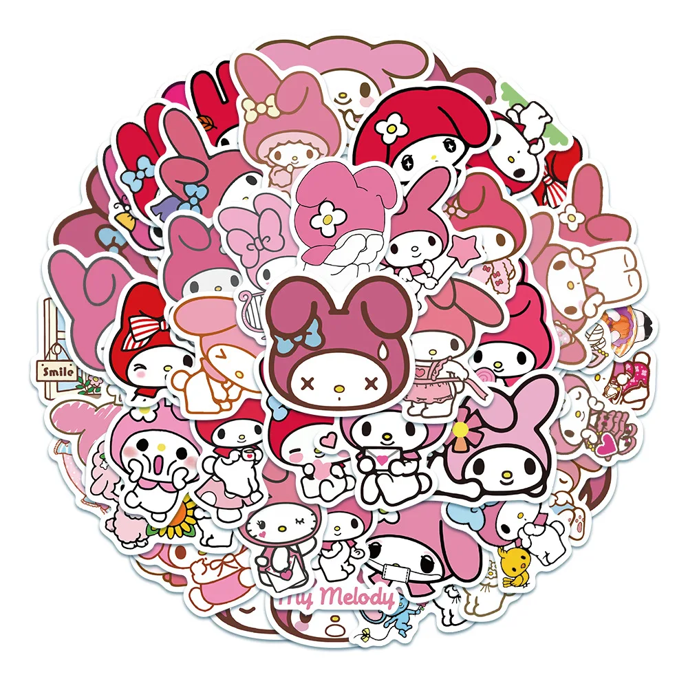 

50PCS Mixed Cute Cartoon Sanrio Stickers Cinnamoroll Hello Kitty Kuromi Decals DIY Phone Luggage Laptop Guitar Sticker Kids Toy
