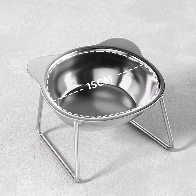 304 Stainless Steel Shatter-resistant Elevated 15° Pet Supplies For Puppy Cat Raised Cat Bowls Tilted Neck Guard Cat Food Bowl 304 Stainless Steel Shatter-resistant Elevated 15° Pet Supplies For Puppy Cat Raised Cat Bowls Tilted Neck Guard Cat Food Bowl