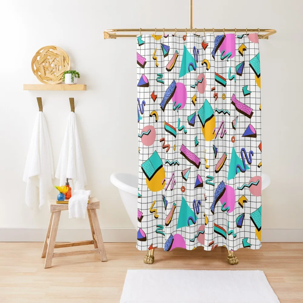 

Funky 80s eighties Memphis Pattern Design Shower Curtain Bathroom Curtains Waterproof Fabric Bathroom Curtains