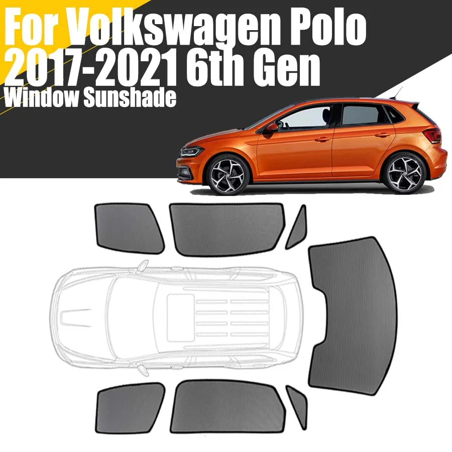 

Магнитный солнцезащитный козырек на окно автомобиля на заказ для Volkswagen Polo 6 хэтчбек 2017-2021 VW, сетчатая шторка, занавеска на лобовое стекло